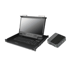 Short depth 1U 17.3" LCD Console Drawer with 4K 3840x2160 Native Resolution, touch pad, input Aten model CS782DP no front OSD membrane only operate the KVM by hot keys function from Keyboard 19 deep / 480mm with 90 degree cables (DP and USB)