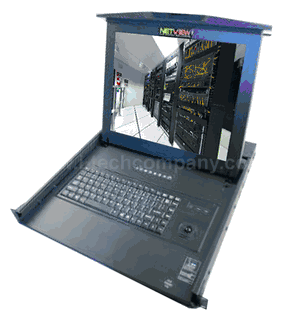 1U 17" widescreen LCD console drawer with 3 buttons trackball on the Right hand side (Model: NW117HDb-RC02)