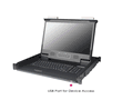1U 17.3" Widescreen Full HD 1920x1080 LCD Console Drawer with 104 key notepad keyboard w/ touch pad, VGA + DVI-D + HDMI + 250V DC power with terminal block + and -, HDMI KVM cable 10m in length, USB cable 10m in length (cables included)
