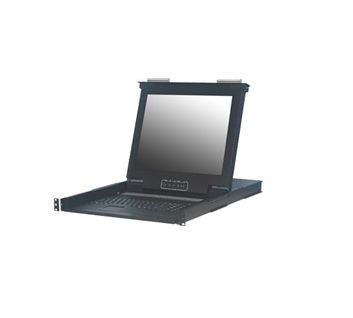 1U 17" LED 1280x1024 Single Slide LCD 104 Keyboard touchpad, **UK Keyboard** 250nits with 8 port combo PS/2 and USB KVM switch,  220VDC Terminal Block "+" and "-".