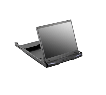 1U 20" Rackmount LCD drawer, 1600x1200 with DVI-D + Audio + Speaker + VGA + HDMI input and 25.6" Deep Chassis