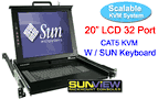 1U CAT5 KVM over IP SUN Compatible Rackmount 20" LCD SUN Keyboard Drawer w/ 32-port . Model:(SDK120-CIP32e)