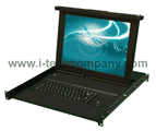 1U Clamshell (1.75) 15" NEC 1024x768 (SXGA) High Bright. Design with a 20" Frame. It is a versatile rack drawer for customization. Many KVM Backs will Fit, Better Cable Management. (Model: DHK1415HB)