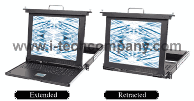1U Clamshell Split Keybord Monitor (1.75) 17" Samsung 1280x1024 (SXGA) Ultra Thin (For Touch). Design with a 20" Frame. Good Cable Management. (Model: DHR117SUT)