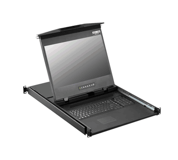 1U Dual Slide 16.2" Widescreen LCD console drawer with 104 key notepad keyboard w/ Touchpad (e), 26 inch Deep (Model: DRX117)