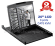 1U Rack Mount 20" LCD Monitor Combo KVM Keyboard Drawer w/ 8-port CAT6 KVM switches, 2 consoles (1 x local; 1 x remote) (Model: NVP120CCE8e) with Touch Pad & (Model: NVP120CCE8b) with Trackball