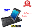 1U Rack Mount 20" SUN LCD Monitor Combo KVM Keyboard Drawer w/ 16-Ports switches, 2 consoles (1 x local; 1 x remote) with Touch Pad (Model: SNK120CE16e)