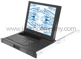 1U Rackmount 17" (1280x1024) LCD Monitor with Cherry Keyboard and Real Mouse Storage (Model: RMM-227)