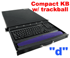 1U Rackmount Keyboard Drawer 3-button Trackball, Front Lock(Optional 4/8/16 ports KVM)