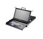 1U, Single Slide Rail, 17.3" 1920x 1080 LCD keyboard Drawer 16 ports PS2 or Combo KVM Switch