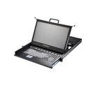1U, Single Slide Rail, 17.3" 1920x 1080 LCD keyboard Drawer 8 ports COMBO KVM switch, 8 x 1.8m KVM cables