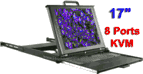 1U SUN Compatible Dual Slides Rackmount 17" LCD Keyboard with 8-port USB KVM (Model: SDK1017-8e)