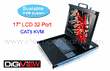1U TWO Consoles CAT5 Rackmount 17" LCD Drawer wtih Keyboard Drawer w/ 32-ports RJ-45 Drawers. via CAT5 Extenders w/ Touch-Pad Keyboard(Model:DKP117-CCE32e)
