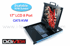 1U TWO Consoles CAT5 Rackmount 17" LCD Drawer wtih Keyboard Drawer w/ 8-ports RJ-45 Drawers via CAT5 Extenders w/ Touch-Pad Keyboard (Model:DKP117-CCE8e)
