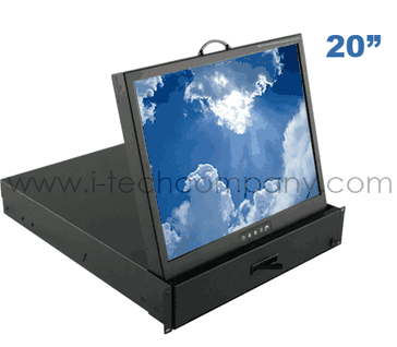 20" LCD Monitor Rack in 2U Rackmount Drawer Optional Composite, S-Video, DVI, BNC, Speakers & Touch Screen (Model: NP220)