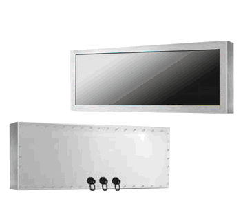 28" Rugged Completely Sealed Full IP66/NEMA4X Stainless Steel Chassis/Surface Mount Stretch Display/Super Wide, 1920 x 358, 600nits, 1/3 Cut, Stretched Display, Stainless-304 (Model:ECHS2800-SIP)
