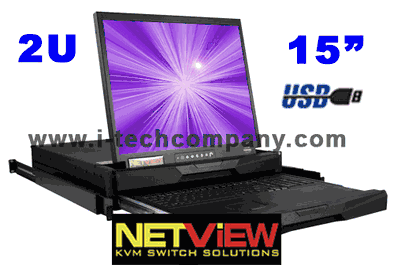 2U 15" LCD (Combo Free PS/2 or USB) 8-port KVM w/ 8 pcs CB-6 / NB-6 KVM Cable, Compact Keyboard optional Touch Pad (Model: NVP215-S801e/NVP215-S801t/RKP215-S801e/RKP215-S801t) & Trackball (Model: NVP215-S801b/NVP215-S801d/RKP215-S801b/RKP215-S801d)