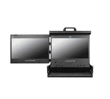 2U 17.3" 4K Multi-display Console Drawer with 8-Ports 4K HDMI USB KVM, 104-key keyboard with trackball (LH mounted)