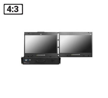 2U 19" 4:3 Dual Display Drawer (22inch/558.8mm Short Depth Design) (Right hinged mount) 1280x1024 Native Resolution/Signal Input: [VGA + BNC + Audio IN] x2, the DVI-D will be removed ***No Touch***
