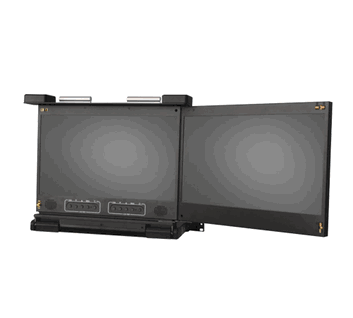 2U Side to Side 20.1" 1600 x 1200 Dual LCD Rackmount LCD Drawer, 2 x DVI & VGA Port Self-locking and auto release rails (Model: ARP2D2010)