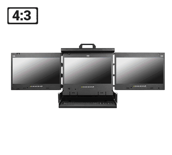 2U 4:3 19" Triple Rackmount Keyboard LCD Monitor Console Drawer (Model: NVP3D19e)
