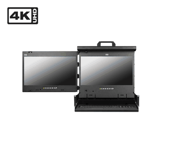 2U 4K 17" dual Rackmount Keyboard LCD Monitor Console Drawer ( Left hinged mount )(Model: NVP2DW17e-4k-L)