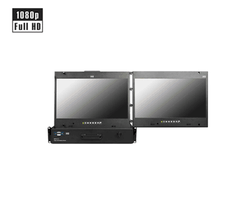 2U FHD 144Hz 17" (22inch/558.8mm short depth design) dual Rackmount LCD Monitor Display Drawer ( Right hinged mount )