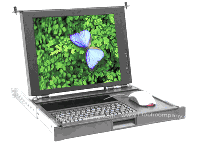 2U Rackmount Compact 15" LCD Monitor Keyboard and Mouse Storage. (Model: RCK2415m)