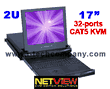 2U Short Depth Rack Mount 17" Keyboard LCD Monitor w/ CAT5 KVM over IP, 32-port KVM switches (Local + Remote IP KVM console) . Model:(NVP172S-CIP32e) w/ Touch-Pad & (NVP172S-CIP32b / NVP172S-CIP32c ) w/ Trackball