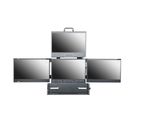 3U Foldable Quad Rackmount High Brightness Optical Bonding LCD Display Drawer 4x 17.3" 1920x1080 with HDMI Port, Independent Front OSD Control Buttons, Hidden & Independent Retractable Tray for Ultra Convenience, Military Power Connector