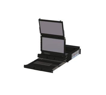 3U Rack Drawer with Multi-Head Display & Keyboard, 3U Dual Top and bottom Wide 2x17.3" 1920 x 1080 LCD 20" Deep