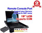CAT5 KVM Extender Rack Mount Monitor 19" LCD 1U Keyboard Drawer 16-port PS/2 KVM. (Model: NV119162)