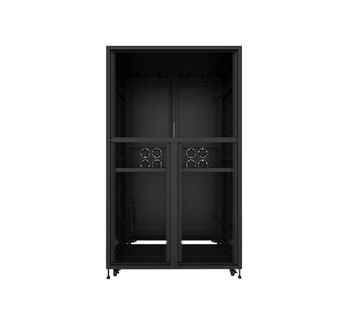 Custom 2-Bay VESA Mount Flat Panel LCD Rack w/ Dual Rear Doors, Full Mesh, 24U, Server Style