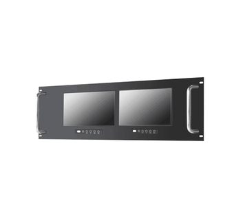 Dual Display Rack Mount w 7" LCD monitor, 800x480 LED-400nits, VGA, HDMI, DP, 12VDC-IN w/ Adapter