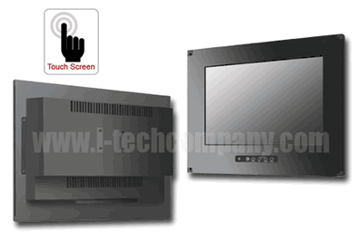 Flush Mount (OSD front) 12" Wide LCD monitor, 1280 x 800, LED 350 nits, VGA input with Projective Capacitive Touch (1-2mm) USB Controller (Model: EFMFW1210-PCT)