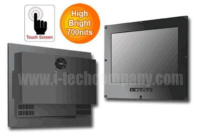 Flush Mount (OSD front) 23.1" LCD monitor, 1600 x 1200, LED 700 nits, VGA input with Projective Capacitive Touch (1-2mm) USB Controller (Model: EFMF2310HB-PCT)