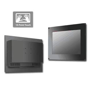 Front IP65 Flush Mount 12.1" LCD monitor, 1024 x 768, LED 350 nits, VGA input with 10 points Projective Capacitive Touch (1-2mm) USB Controller (Model: EFM1210A-IP-PCT10)