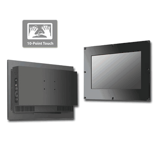 Front IP65 Flush Mount 17.3" Wide LCD monitor, 1920 x 1080, LED 1000 nits, VGA input with 10 points Projective Capacitive Touch (1-2mm) USB Controller (Model: EFMW1730HB2-IP-PCT10)