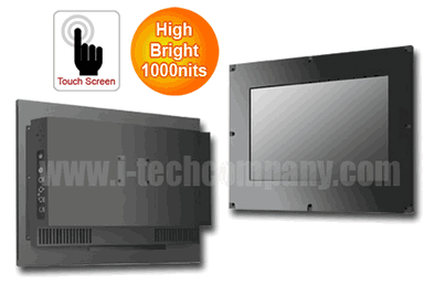 Front IP65 Flush Mount 19" Wide LCD monitor, 1440 x 900, LED 1000 nits, VGA inputwith Projective Capacitive Touch (1-2mm) USB Controller (Model: EFMW1900HB2-IP-PCT)