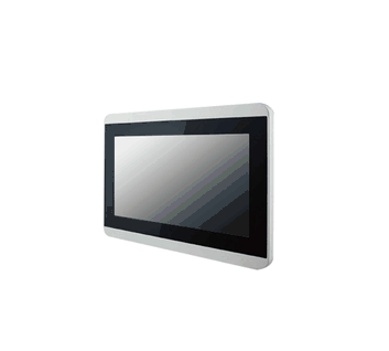 Front IP65 Wide 7" Rugged Full IP65 Dust/Water Resistant Protection, 1024x600, 1000nits  Projected Capacitive Multi Touch Screen Operating Temperature -15~55C Shock 40g for 11ms Vibration 1.48/1.90/2.24 g rms for XYZ/ 5-500Hz, M12 connectors.  1 x VGA, 12V input with 100~240V AC to DC Adapter Power Cord, 1 x USB for Touch Screen