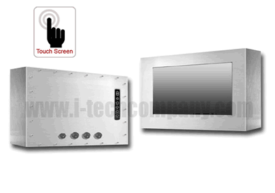 Full IP66/NEMA4X Stainless Steel Chassis Mount 10.1" Wide LCD monitor, 1024 x 600, LED 200 nits, VGA input with Projective Capacitive Touch (1-2mm) USB Controller (Model: ECH6-W1010-PCT)