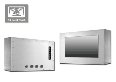 Full IP66/NEMA4X Stainless Steel Chassis Mount 10.1" Wide LCD monitor, 1920 x 1200, LED 400 nits, VGA input, WV(178/178) with 10 points Projective Capacitive Touch (1-2mm) USB Controller (Model: ECH6-W1010CWV-PCT10)
