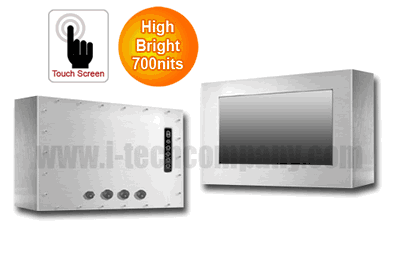 Full IP66/NEMA4X Stainless Steel Chassis Mount 10.1" Wide LCD monitor, 1920 x 1200, LED 700 nits, VGA input with Projective Capacitive Touch (1-2mm) USB Controller (Model: ECH6-W1010CHB-PCT)