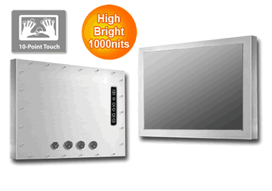 Full IP66/NEMA4X Stainless Steel Chassis Mount 10.4" LCD monitor, 800 x 600, LED 1000 nits, VGA input with 10 points Projective Capacitive Touch (1-2mm) USB Controller (Model: ECH6-1040HB2-PCT10)