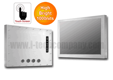 Full IP66/NEMA4X Stainless Steel Chassis Mount 17" LCD monitor, 1280 x 1024, LED 1000 nits, VGA input with Projective Capacitive Touch (1-2mm) USB Controller (Model: ECH6-1700HB2-PCT)