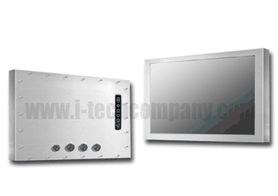 Full IP66/NEMA4X Stainless Steel Chassis Mount 17" Wide LCD monitor, 1920 x 1200, LED 200 nits, VGA input (Model: ECH6-W1700A)