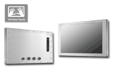 Full IP66/NEMA4X Stainless Steel Chassis Mount 17" Wide LCD monitor, 1920 x 1200, LED 200 nits, VGA input with 10 points Projective Capacitive Touch (1-2mm) USB Controller (Model: ECH6-W1700A-PCT10)