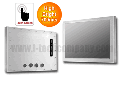 Full IP66/NEMA4X Stainless Steel Chassis Mount 23.1" LCD monitor, 1600 x 1200, LED 700 nits, VGA input with Projective Capacitive Touch (1-2mm) USB Controller (Model: ECH6-2310HB-PCT)