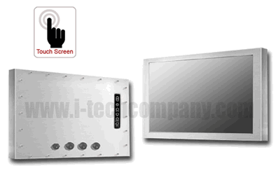 Full IP66/NEMA4X Stainless Steel Chassis Mount 32" LCD monitor, 1920 x 1080, LED 350 nits, VGA input with Projective Capacitive Touch (1-2mm) USB Controller (Model: ECH6-W3200B-PCT)