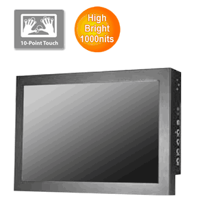 IP65 Chassis Mount 15.6" Wide LCD monitor, 1920 x 1080, LED 1000 nits, VGA input, WV(160/160) with 10 points Projective Capacitive Touch (1-2mm) USB Controller (Model: ECPMW1560HDHBWV-PCT10)